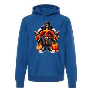 Gangster Thug Thanksgiving Turkey Gun Unhappy Angry Turkey Cool Gift Premium Hoodie