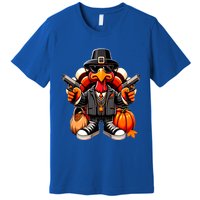 Gangster Thug Thanksgiving Turkey Gun Unhappy Angry Turkey Cool Gift Premium T-Shirt