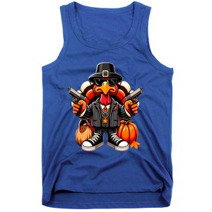 Gangster Thug Thanksgiving Turkey Gun Unhappy Angry Turkey Cool Gift Tank Top