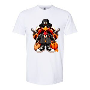 Gangster Thug Thanksgiving Turkey Gun Unhappy Angry Turkey Cool Gift Softstyle CVC T-Shirt