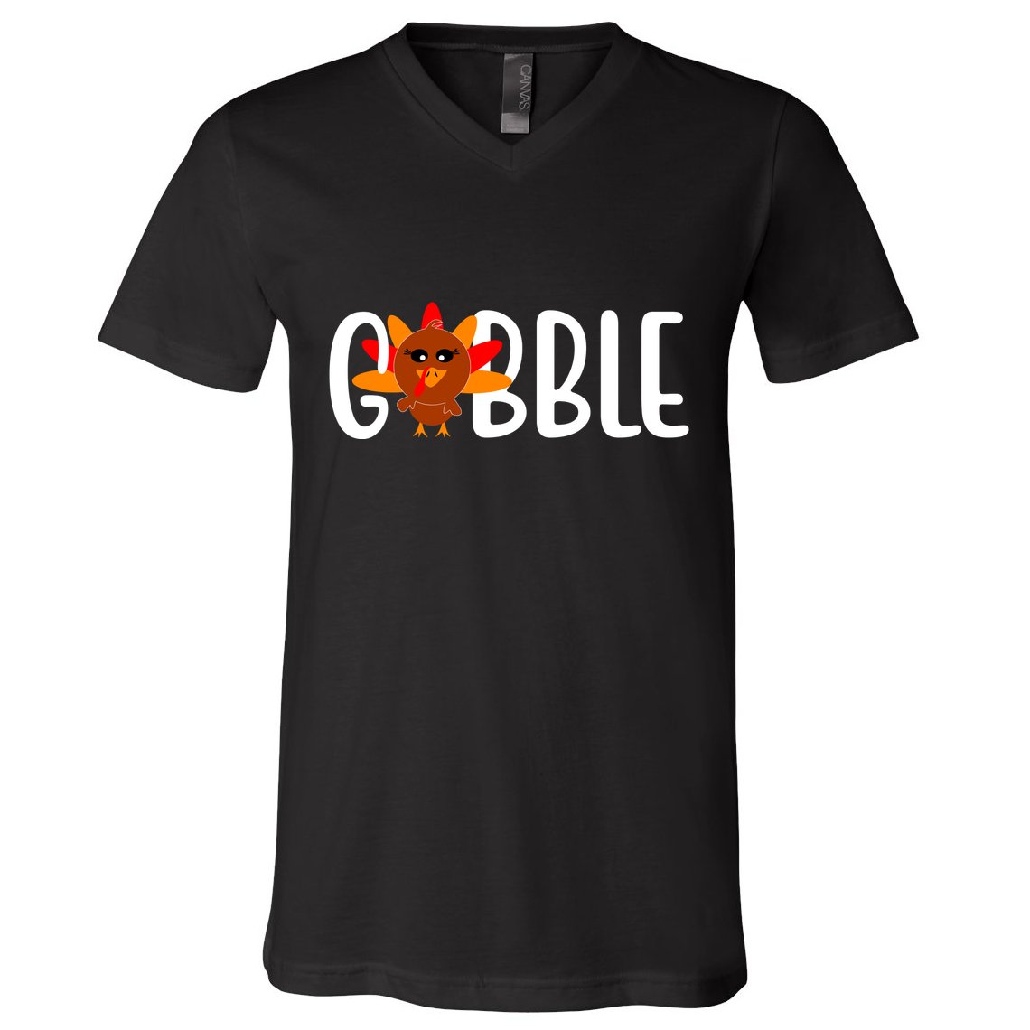 Gobble Turkey Thanksgiving V-Neck T-Shirt