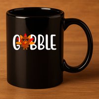 Gobble Turkey Thanksgiving 11oz C Handle Ceramic Mug