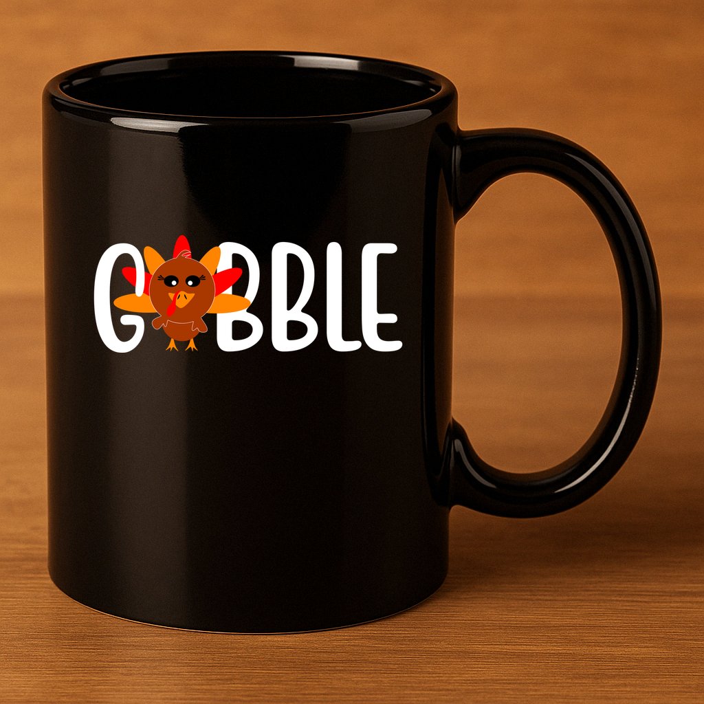 Gobble Turkey Thanksgiving 11oz C Handle Ceramic Mug