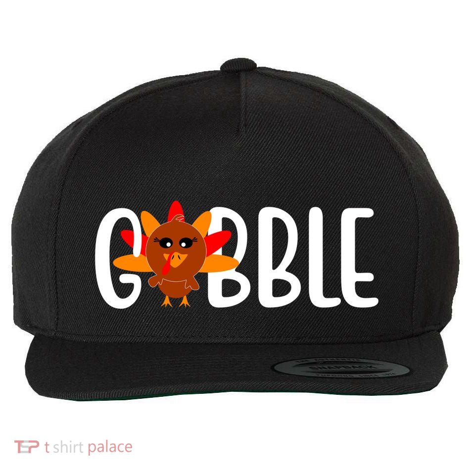 Gobble Turkey Thanksgiving Wool Snapback Cap