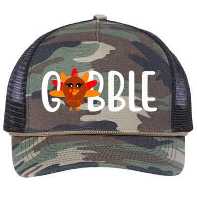 Gobble Turkey Thanksgiving Retro Rope Trucker Hat Cap