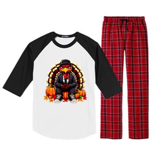 Gangster Thug Thanksgiving Turkey Unhappy Angry Turkey Funny Gift Raglan Sleeve Pajama Set