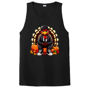 Gangster Thug Thanksgiving Turkey Unhappy Angry Turkey Funny Gift PosiCharge Competitor Tank