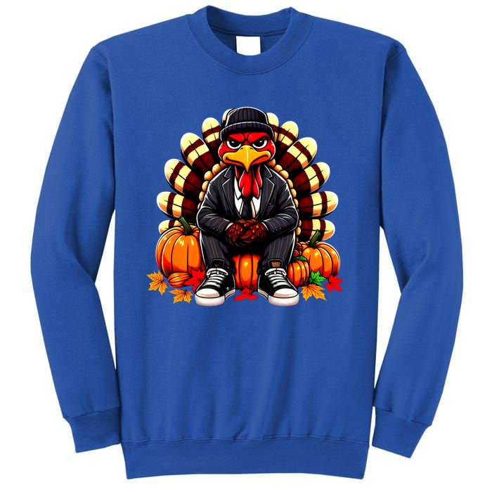 Gangster Thug Thanksgiving Turkey Unhappy Angry Turkey Funny Gift Sweatshirt