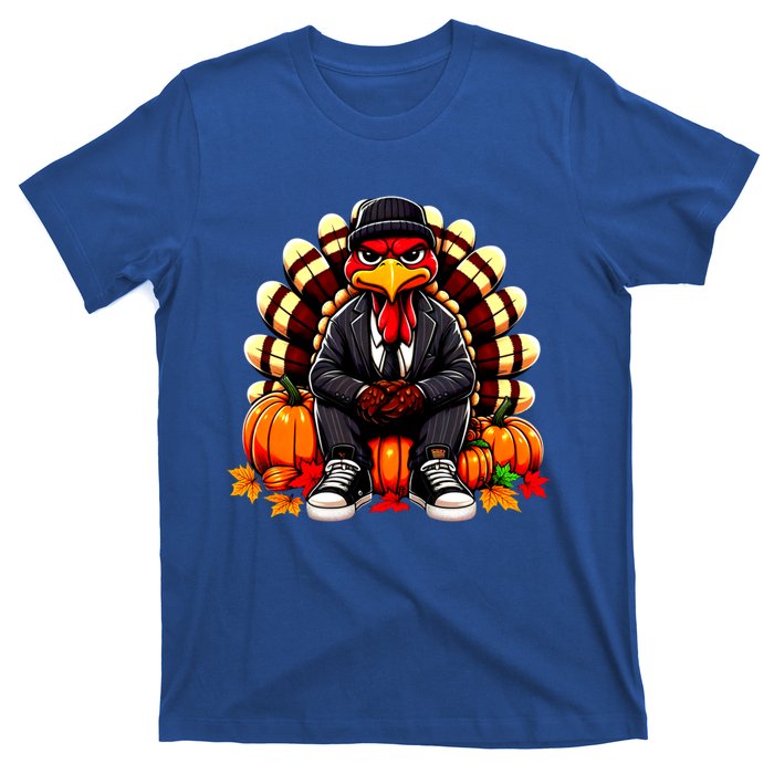 Gangster Thug Thanksgiving Turkey Unhappy Angry Turkey Funny Gift T-Shirt