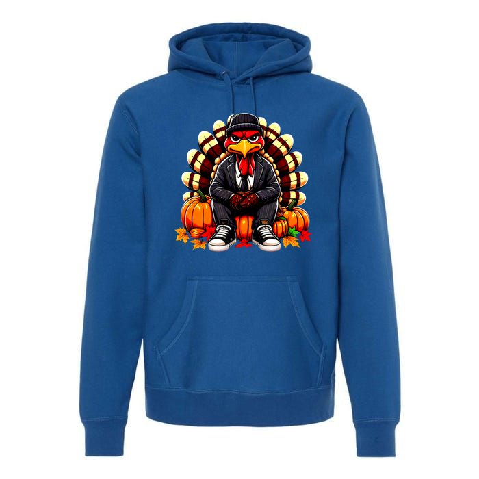 Gangster Thug Thanksgiving Turkey Unhappy Angry Turkey Funny Gift Premium Hoodie