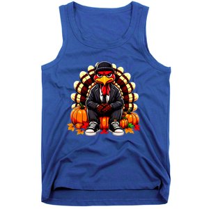 Gangster Thug Thanksgiving Turkey Unhappy Angry Turkey Funny Gift Tank Top