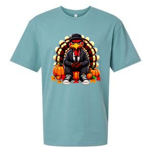 Gangster Thug Thanksgiving Turkey Unhappy Angry Turkey Funny Gift Sueded Cloud Jersey T-Shirt