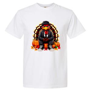 Gangster Thug Thanksgiving Turkey Unhappy Angry Turkey Funny Gift Garment-Dyed Heavyweight T-Shirt