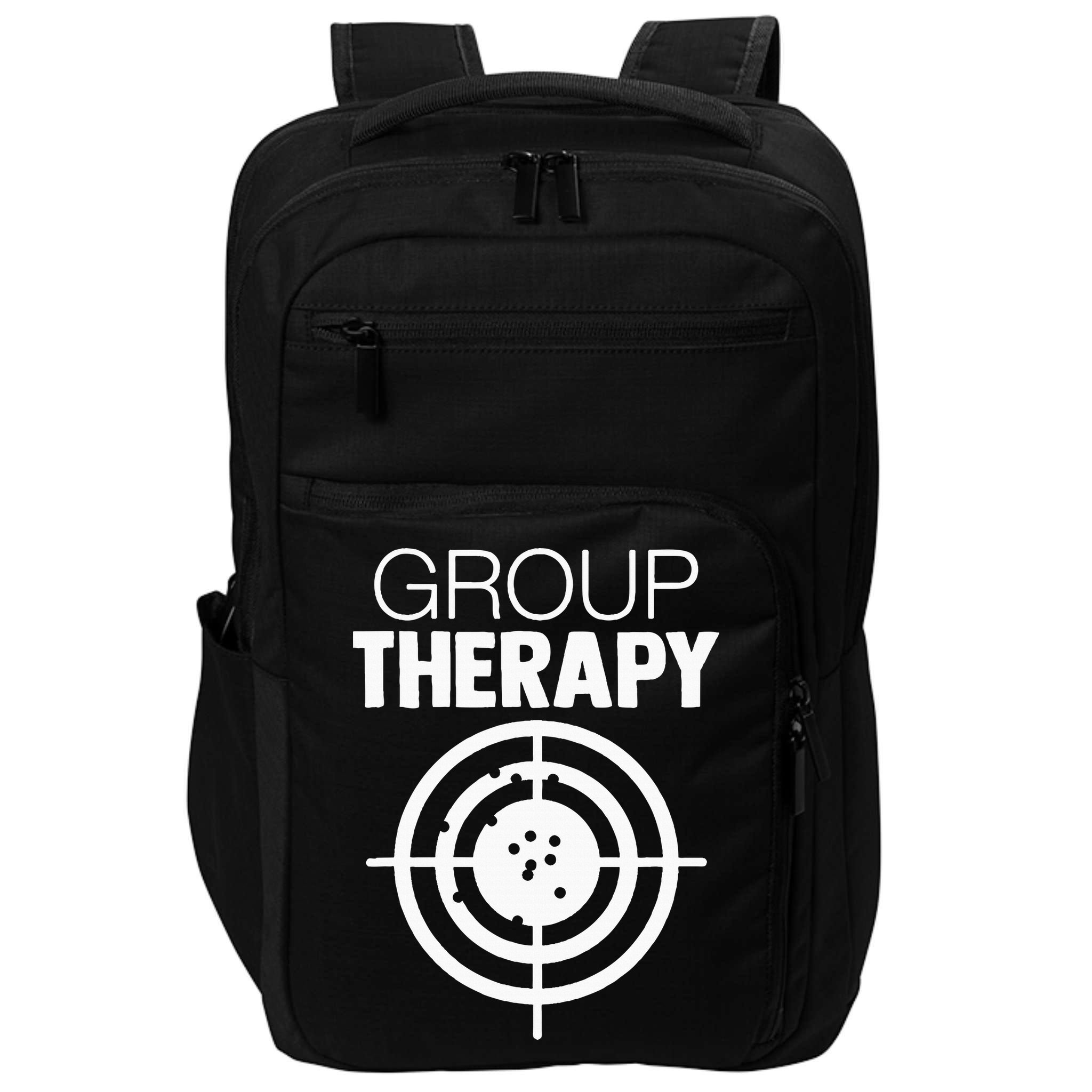 Group Therapy Target Practice Shooting Range Humor Gun Lover Impact Tech Backpack