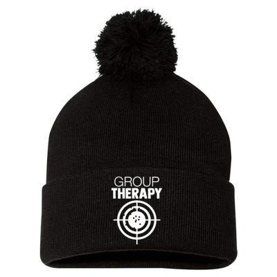 Group Therapy Target Practice Shooting Range Humor Gun Lover Pom Pom 12in Knit Beanie