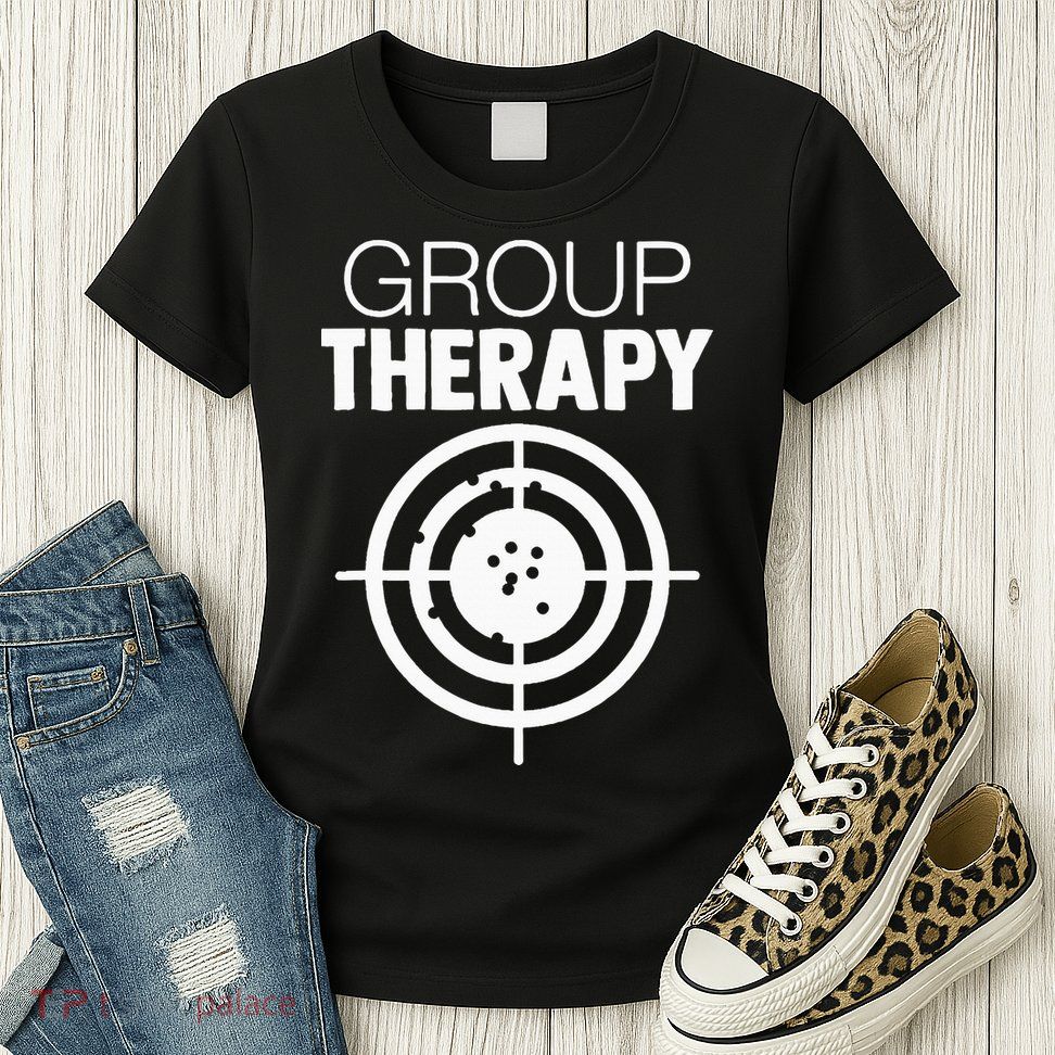Group Therapy Target Practice Shooting Range Humor Gun Lover Womens T-Shirt