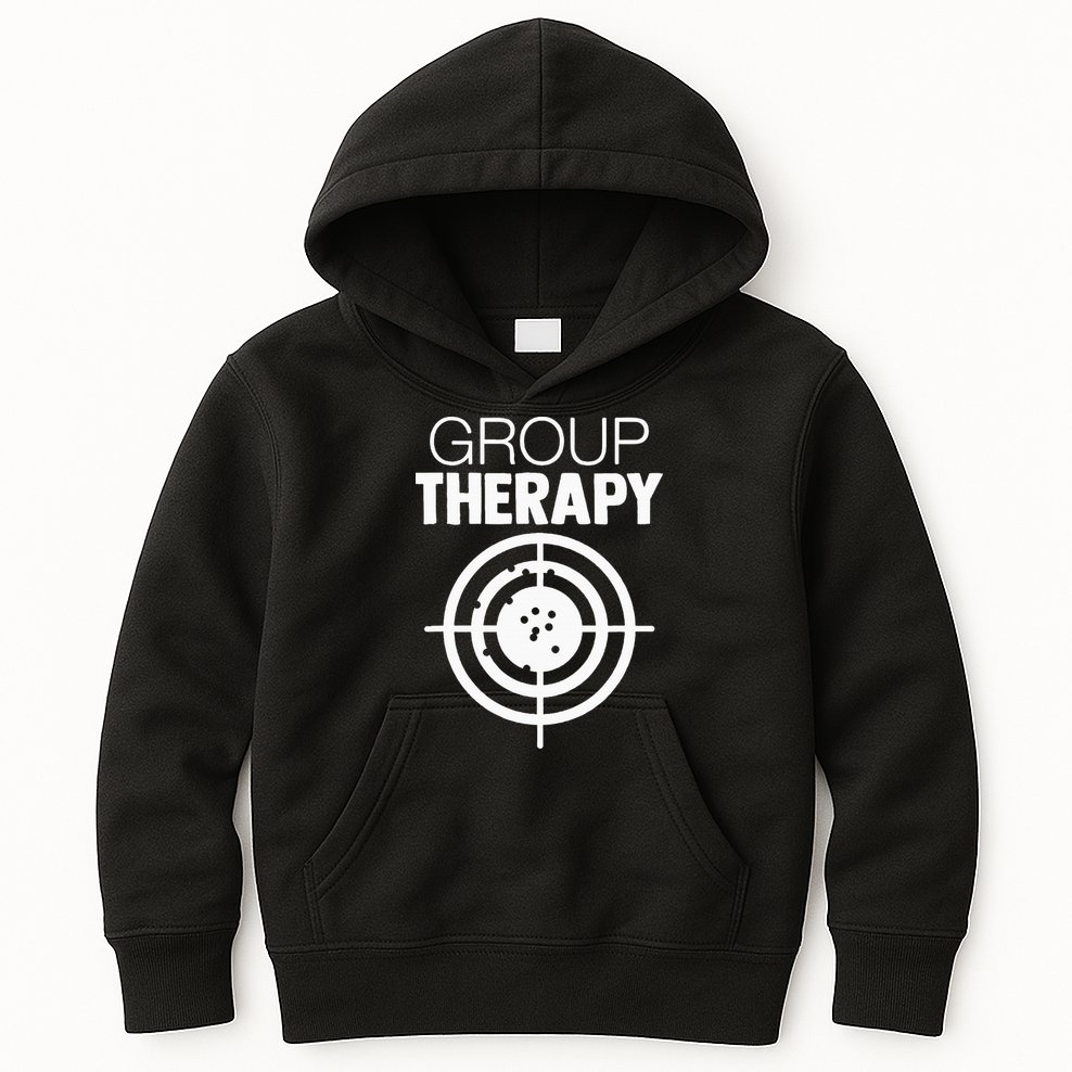 Group Therapy Target Practice Shooting Range Humor Gun Lover Kids Hoodie