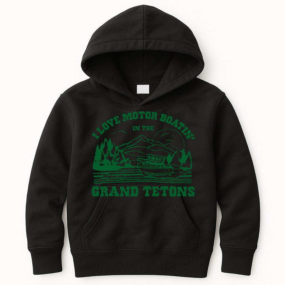 Grand Tetons T Shirt Vintage Wyoming Shirt I Love Motor Boating In The Grand Tetons Kids Hoodie