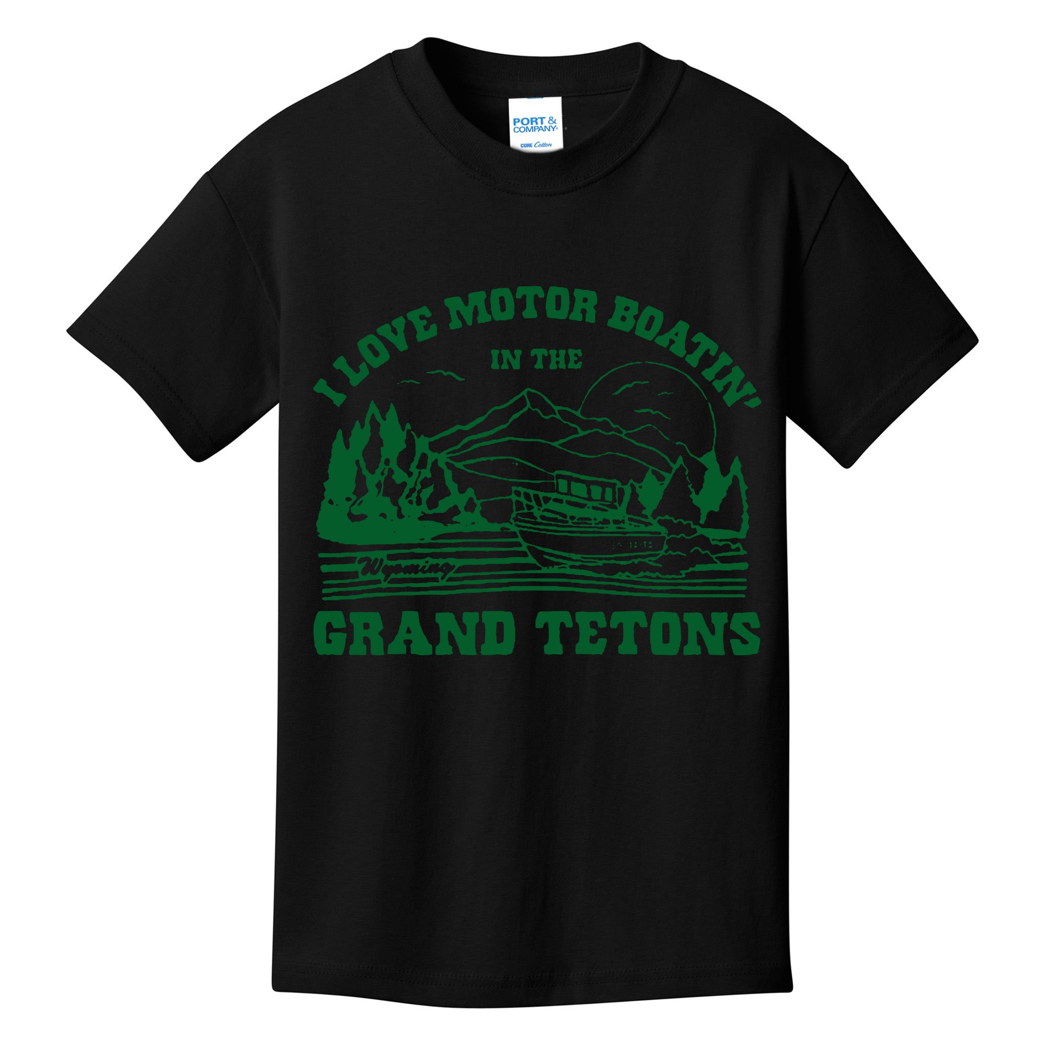 Grand Tetons T Shirt Vintage Wyoming Shirt I Love Motor Boating In The Grand Tetons Kids T-Shirt