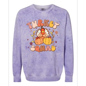 Groovy Thanksgiving Turkey Squad Retro Turkey Day Funny Gift Colorblast Crewneck Sweatshirt