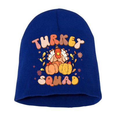 Groovy Thanksgiving Turkey Squad Retro Turkey Day Funny Gift Short Acrylic Beanie