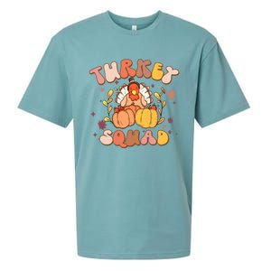 Groovy Thanksgiving Turkey Squad Retro Turkey Day Funny Gift Sueded Cloud Jersey T-Shirt