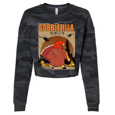 Gobblezilla Turkey Thanksgiving Cropped Pullover Crew