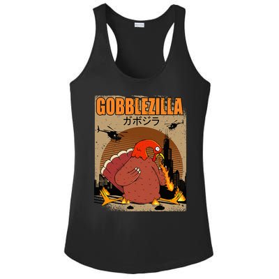 Gobblezilla Turkey Thanksgiving Ladies PosiCharge Competitor Racerback Tank