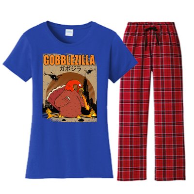 Gobblezilla Turkey Thanksgiving Women's Flannel Pajama Set