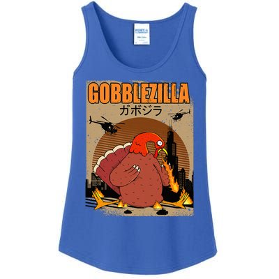 Gobblezilla Turkey Thanksgiving Ladies Essential Tank