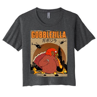 Gobblezilla Turkey Thanksgiving Women's Crop Top Tee