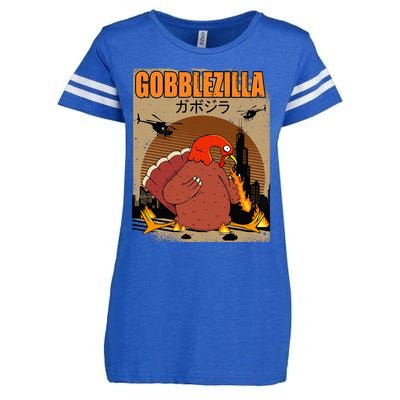 Gobblezilla Turkey Thanksgiving Enza Ladies Jersey Football T-Shirt