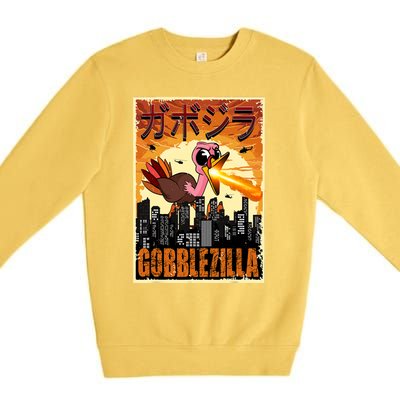 Gobblezilla Turkey Thanksgiving Premium Crewneck Sweatshirt