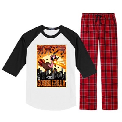 Gobblezilla Turkey Thanksgiving Raglan Sleeve Pajama Set