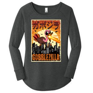 Gobblezilla Turkey Thanksgiving Women's Perfect Tri Tunic Long Sleeve Shirt