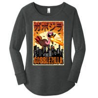 Gobblezilla Turkey Thanksgiving Women's Perfect Tri Tunic Long Sleeve Shirt