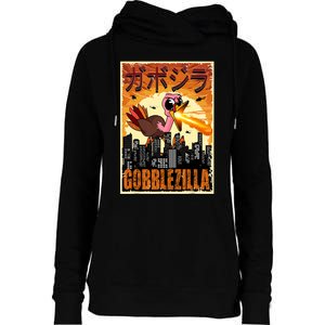 Gobblezilla Turkey Thanksgiving Womens Funnel Neck Pullover Hood