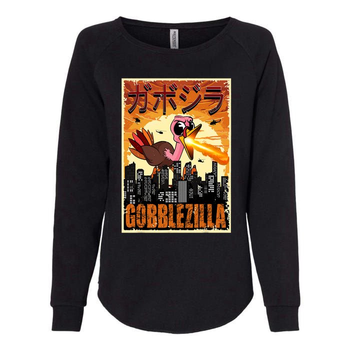 Gobblezilla Turkey Thanksgiving Womens California Wash Sweatshirt