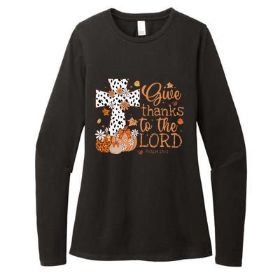 Give Thanks To The Lord Jesus Cross Pumpkin Thanksgiving Womens CVC Long Sleeve Shirt