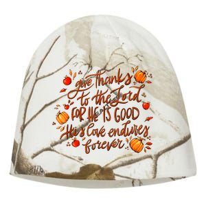 Give Thanks To The Lord For He Is Good Thanksgiving Jesus Kati - Camo Knit Beanie