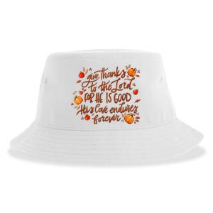 Give Thanks To The Lord For He Is Good Thanksgiving Jesus Sustainable Bucket Hat