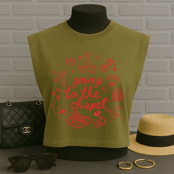 Going To The Chapel Las Vegas Theme Garment-Dyed Women's Muscle Tee