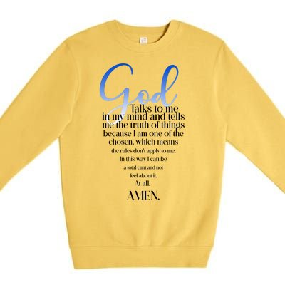 God Talks To Me Amen Funny Christian Premium Crewneck Sweatshirt