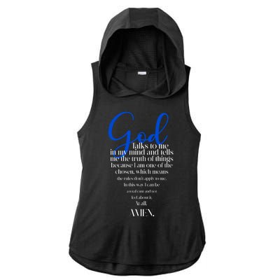 God Talks To Me Amen Funny Christian Ladies PosiCharge Tri-Blend Wicking Draft Hoodie Tank