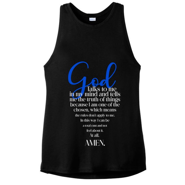 God Talks To Me Amen Funny Christian Ladies PosiCharge Tri-Blend Wicking Tank
