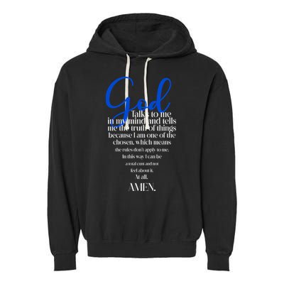 God Talks To Me Amen Funny Christian Garment-Dyed Fleece Hoodie