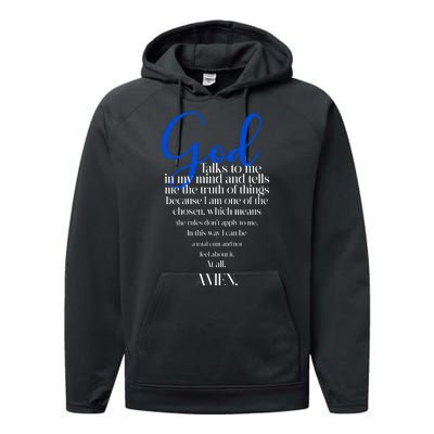 God Talks To Me Amen Funny Christian Performance Fleece Hoodie