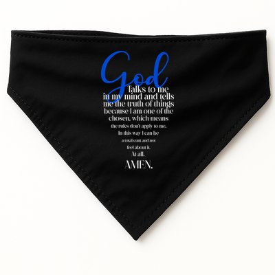 God Talks To Me Amen Funny Christian USA-Made Doggie Bandana