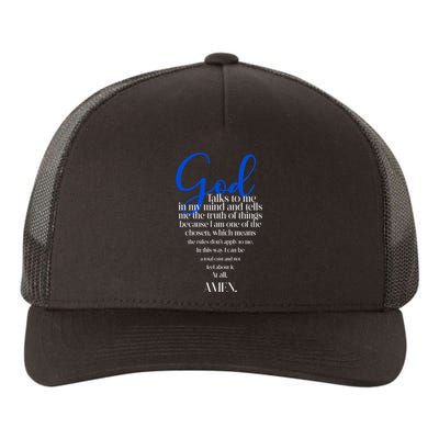 God Talks To Me Amen Funny Christian Yupoong Adult 5-Panel Trucker Hat