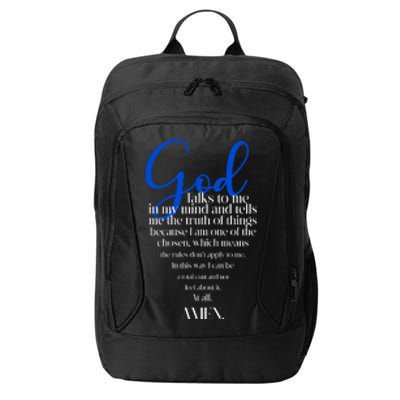 God Talks To Me Amen Funny Christian City Backpack